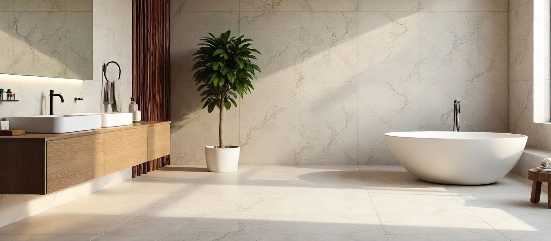 Moderngefliestes Bad