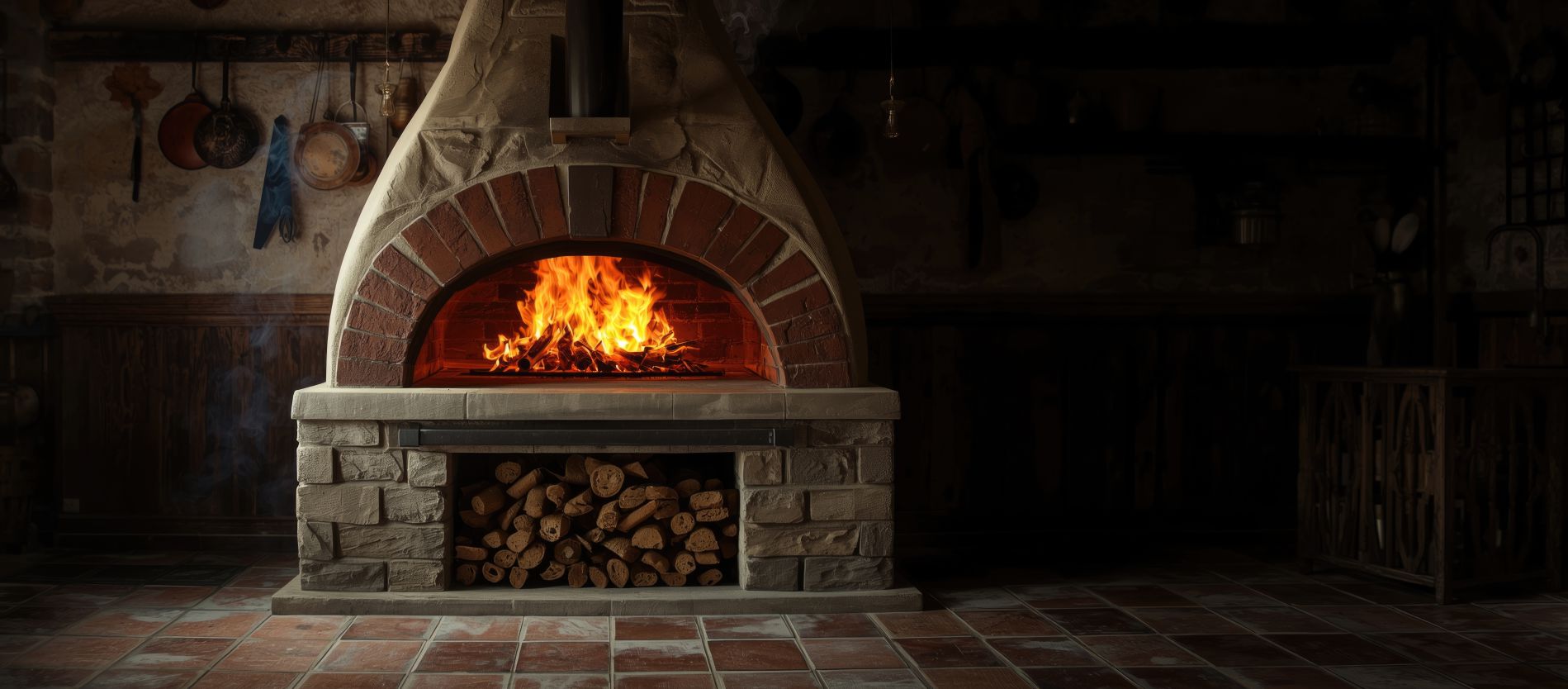 Alter rustikaler Kamin